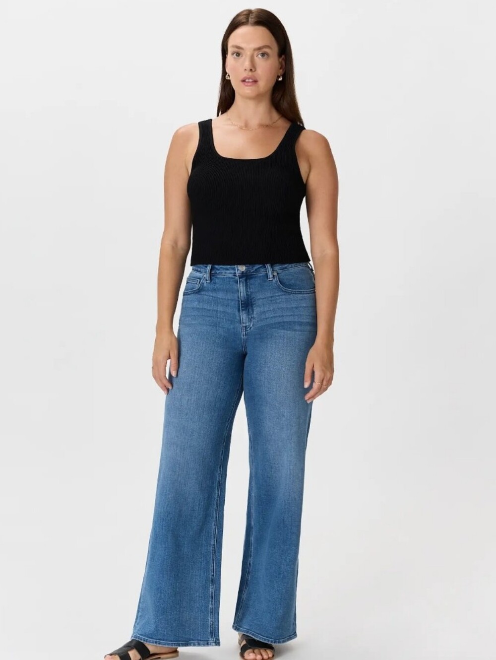 Quince Bella Stretch Relaxed Straight Jeans Atlantic Blue 30 NWOT